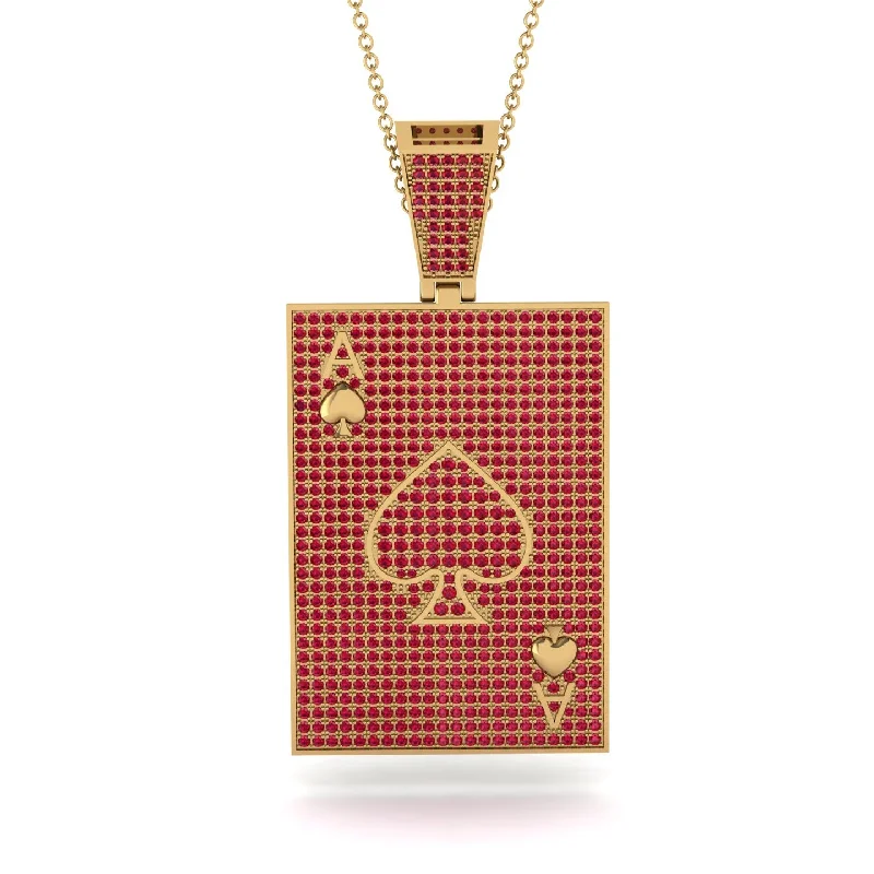 Luxury Crystal Necklaces-Ace Of Spades Ruby Card Necklace - Tyler No. 55