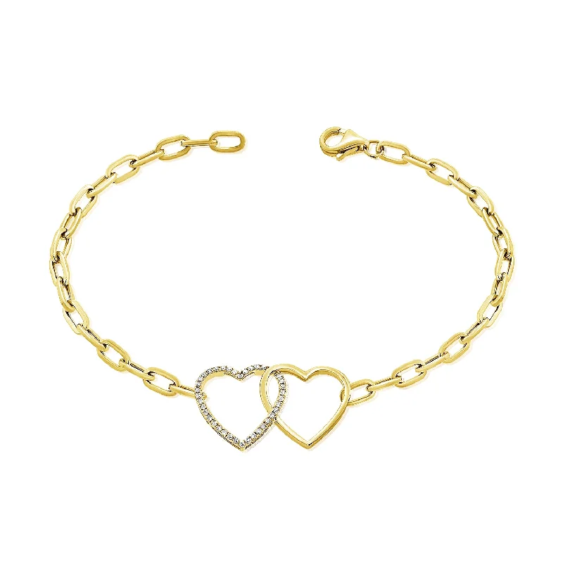 Colorful Charm Bracelets-14K Gold Intertwined Hearts Diamond Bracelet