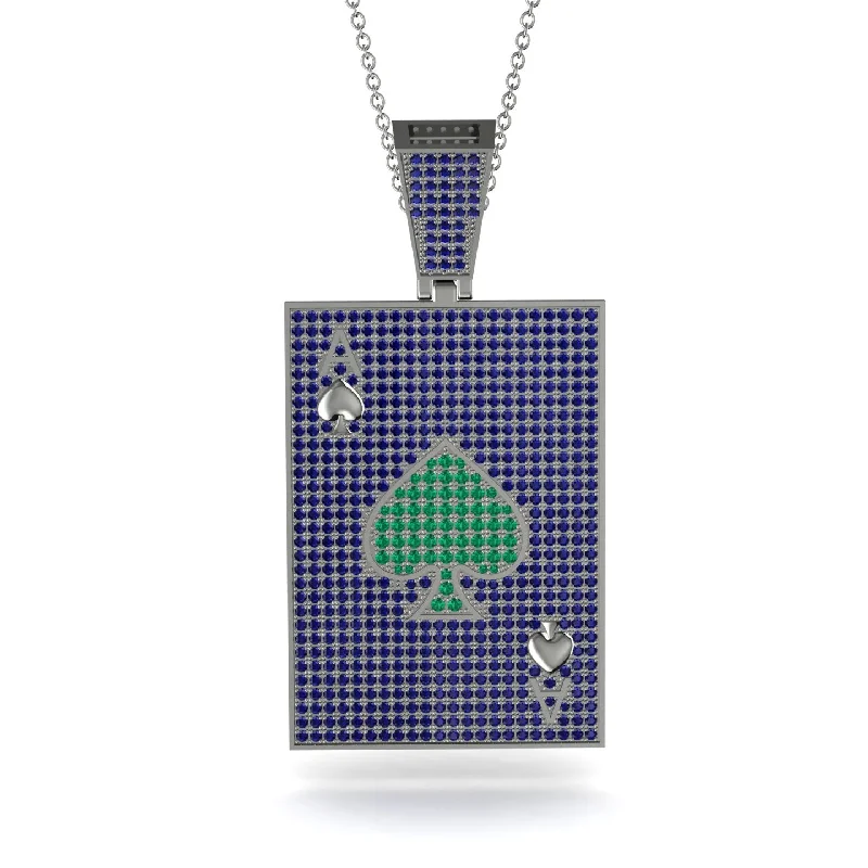 Personalized Heart Pendant Necklaces-Ace Of Spades Sapphire Card Necklace - Tyler No. 66