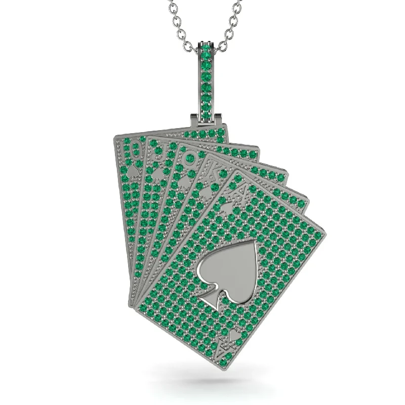 Personalized Diamond Necklaces-Royal Flush Poker Emerald Necklace - Jose No. 6