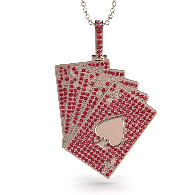 Elegant Pearl Necklaces-Royal Flush Poker Ruby Necklace - Jose No. 11