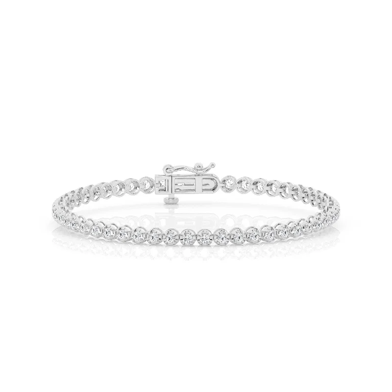 Elegant Gemstone Link Bracelets-2.00 cttw Tennis Bracelet with Round Lab Diamond by Mercury Rings