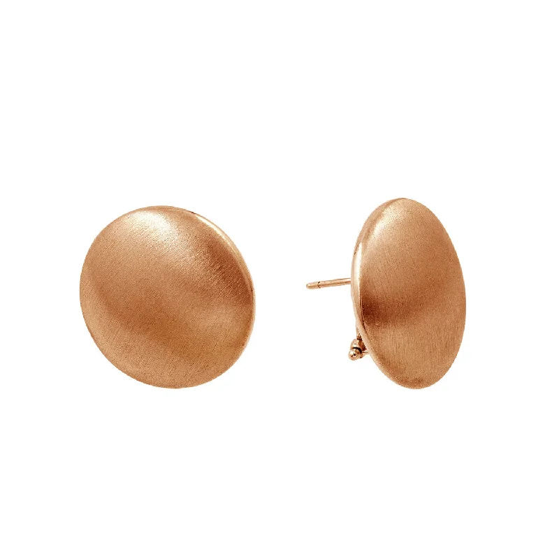 High-Quality Earrings-925 Silver Matte Finish Rose Gold Plated Leverback Disc Earrings - ECE00009RGP