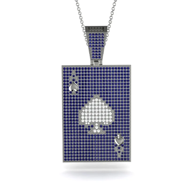 Personalized Birthstone Necklaces-Ace Of Spades Sapphire Card Necklace - Tyler No. 63