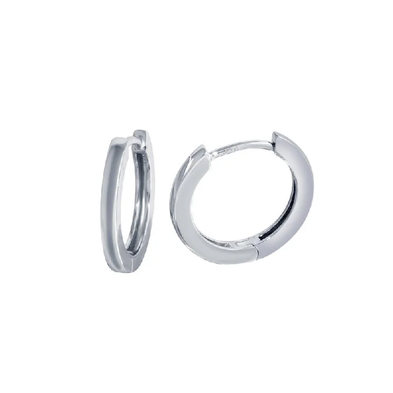 Elegant Gold Earrings-Rhodium Plated 925 Sterling Silver huggie hoop Earring - STE01298-RH