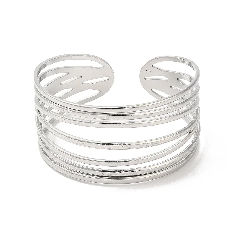 Stylish Stackable Bangles-Stainless Steel Multi String Cuff Bangle