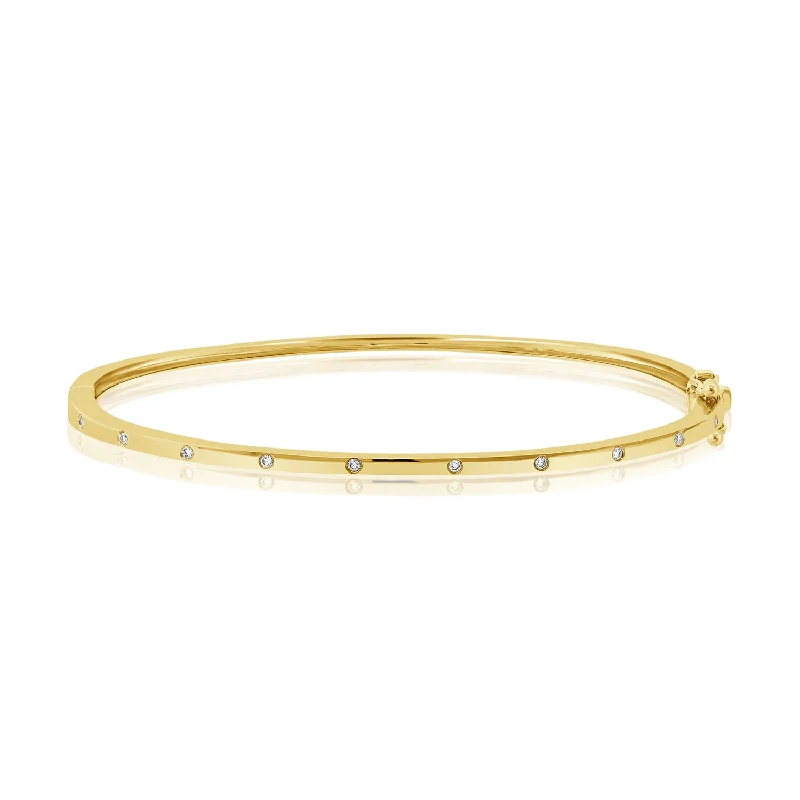 Simple Tennis Bracelets-Diamond Dot Bangle Bracelet in 14K Gold