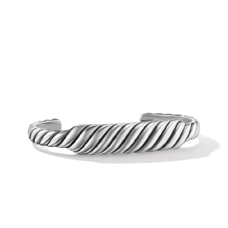 Modern Gold Bracelets-David Yurman Gents Sculpted Cable Contour Bracelet in Sterling Silver, 12.9MM