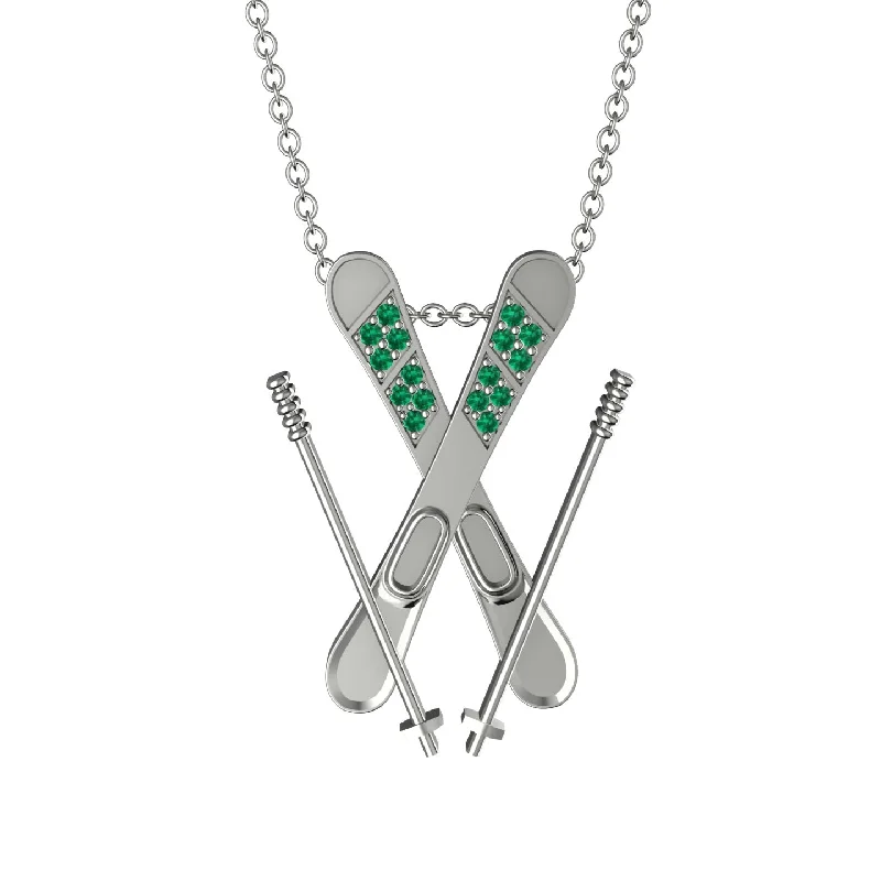 Long Gold Chain Necklaces-Skis Emerald Necklace - Zachary No. 6