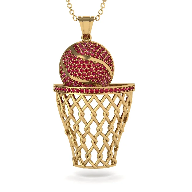 Elegant Personalized Necklaces-Basketball Ruby Necklace For Men - Kyle No. 10