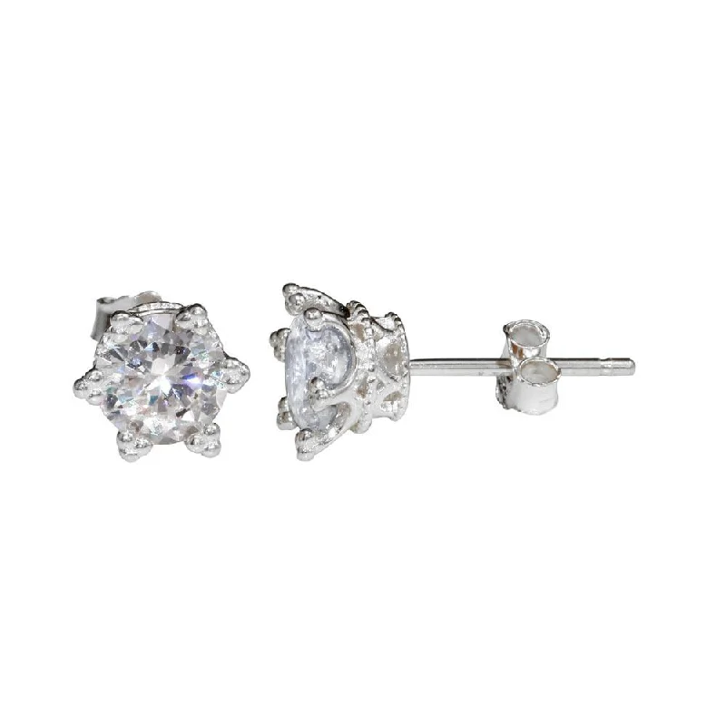 Pearl Stud Earrings-Rhodium Plated 925 Sterling Silver Star Stud Earrings - STE01148RH