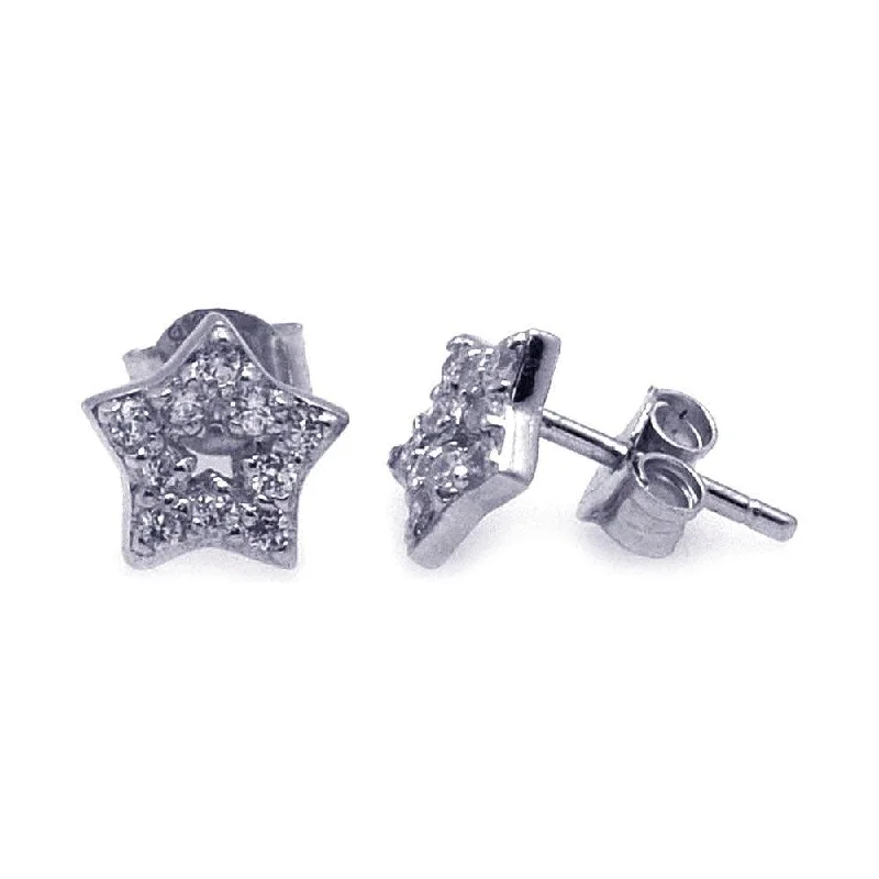 Big Earrings for Women-Silver 925 Rhodium Plated CZ Stud Earrings - STE00004