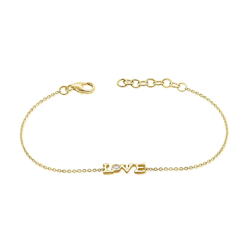 Simple Wedding Bracelets-14K Gold Love Bracelet with Diamond Accent