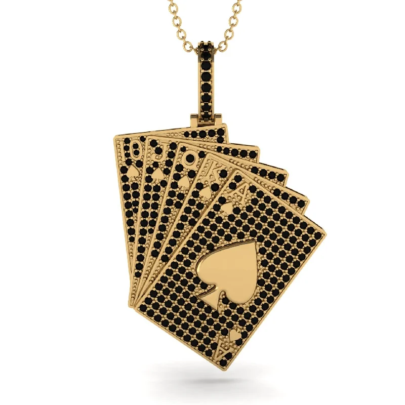 Elegant Gold Necklaces-Royal Flush Poker Black Diamond Necklace - Jose No. 7