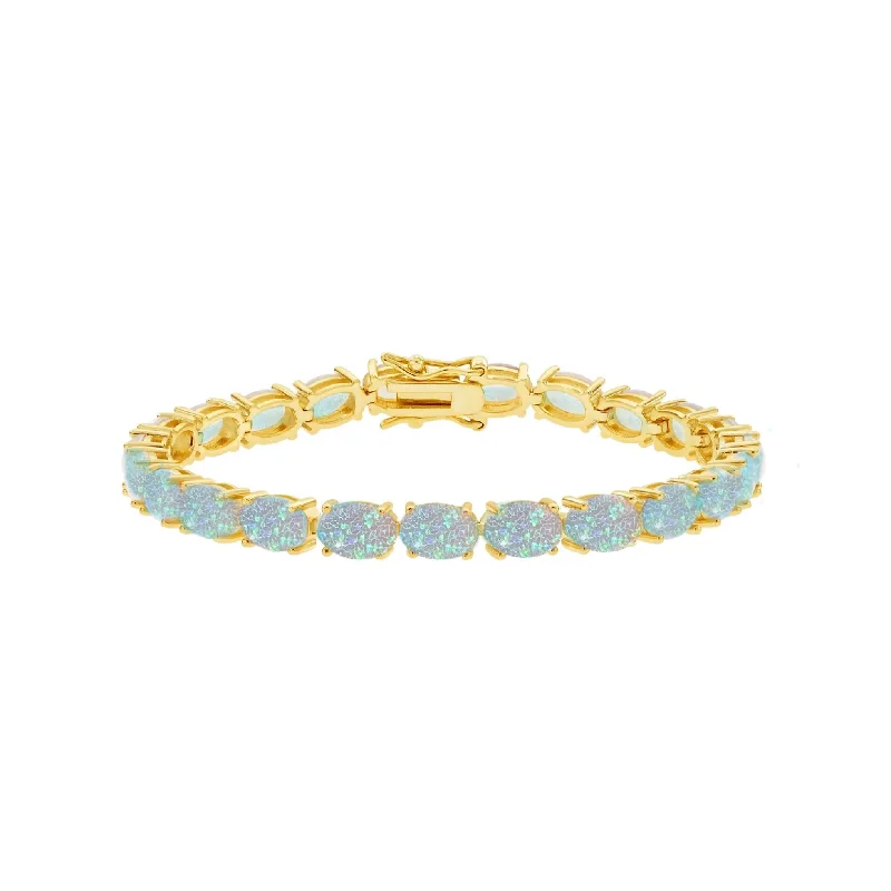 Trendy Bracelets with Charms-Eternal Blue Opal Tennis Bracelet