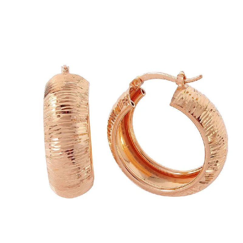 Beautiful Silver Earrings-Silver 925 Rose Gold Plated Armadillo Hoop Earrings - ITE00066RGP