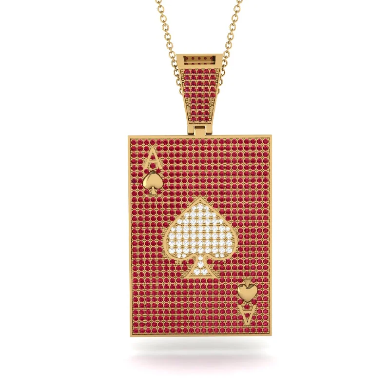 Elegant Diamond Necklaces-Ace Of Spades Ruby Card Necklace - Tyler No. 46