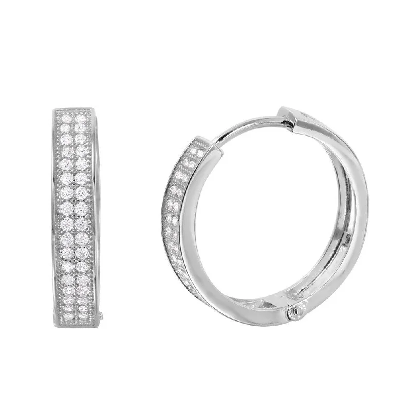 Wedding Drop Earrings-Silver 925 Rhodium Plated CZ huggie hoop Earrings - GME00023