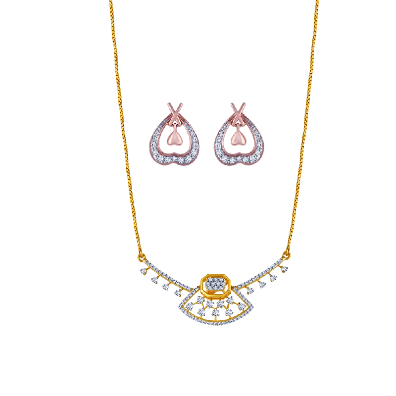 Fashionable Necklaces for Women-18k Exquisite Diamond Necklace Earrings Set