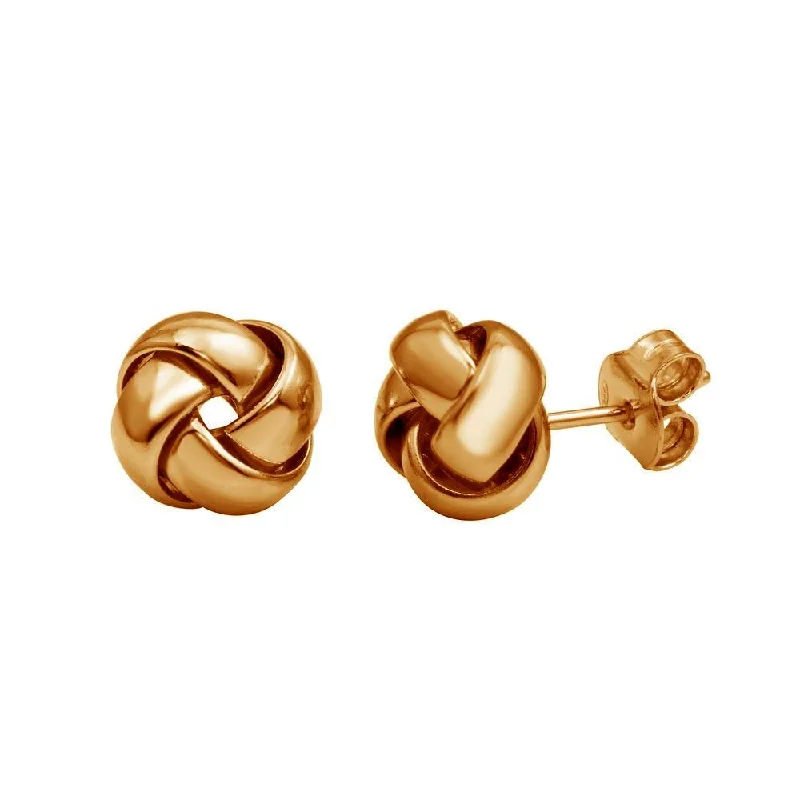 Colorful Earrings for Women-Rose Gold Plated 925 Sterling Silver Knot Stud Earrings - ARE00024RGP