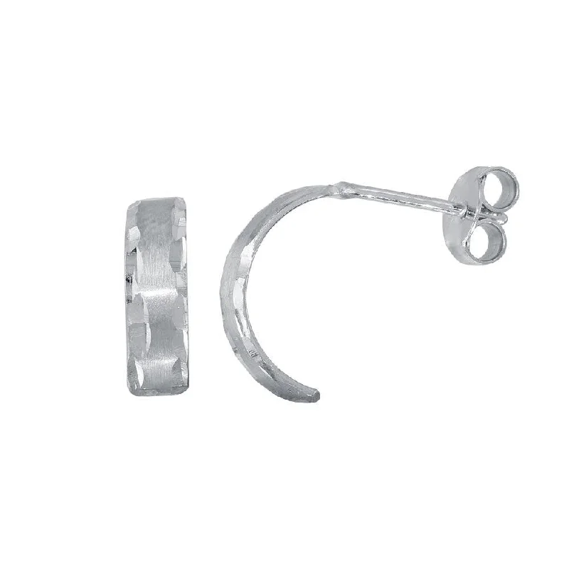 Cute Hoop Earrings-Rhodium Plated 925 Sterling Silver DC Border Semi Hoop Earrings - ECE00053RH