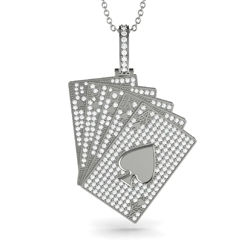 Luxury Name Necklaces-Royal Flush Poker Diamond Necklace - Jose No. 3