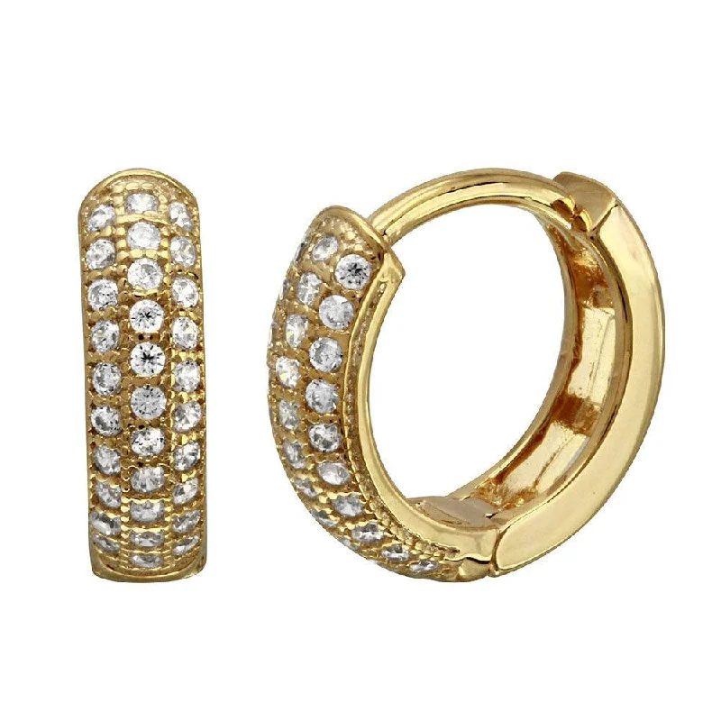 Colorful Earrings for Weddings-Gold Plated 925 Sterling Silver CZ huggie hoop Earrings - GME00027GP