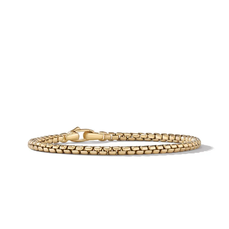 Simple Beaded Bracelets-David Yurman Box Chain Bracelet in 18K Yellow Gold, 3.4MM