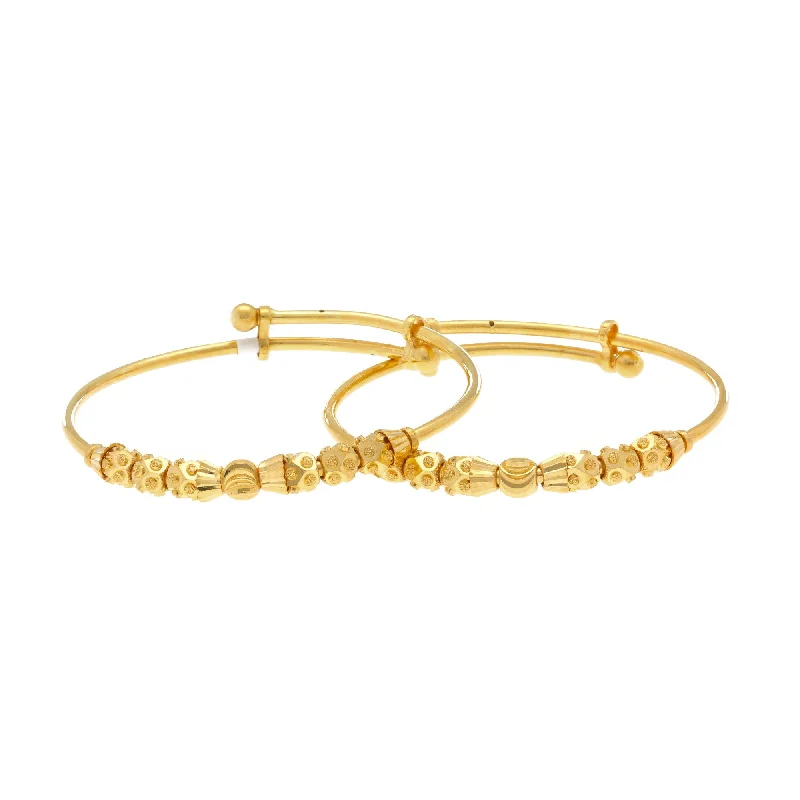 Luxury Wedding Bangle Bracelets Sets-22K Yellow Gold Joyful Baby Bangle Set