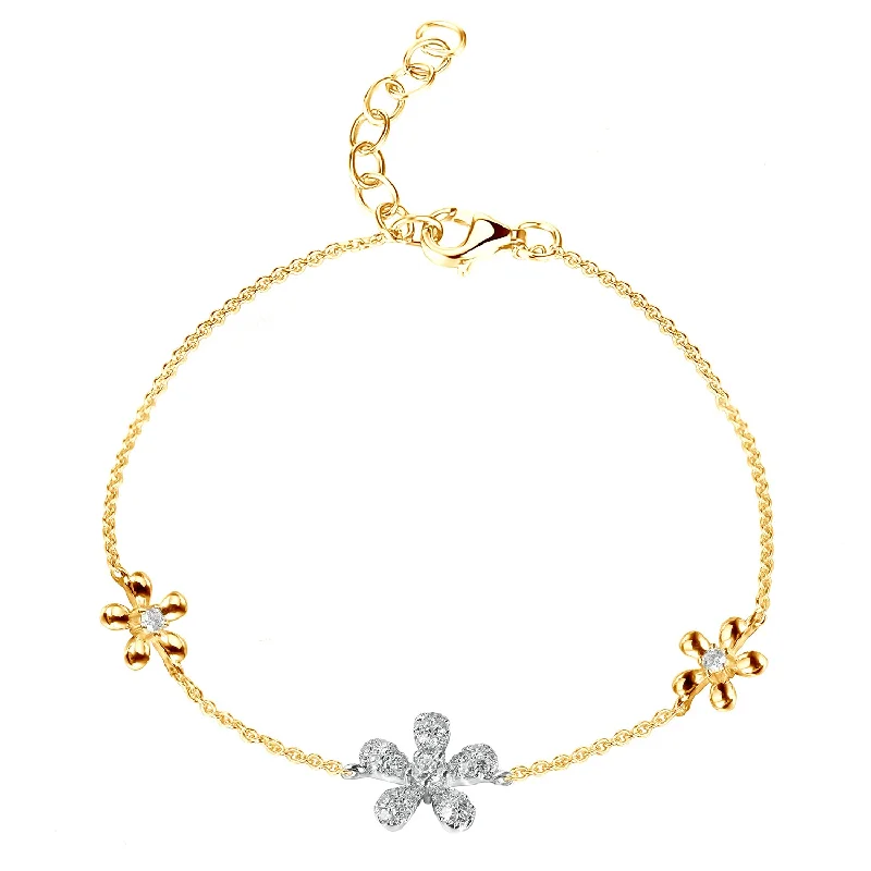 Stylish Tennis Bracelets for Brides-Diamond Flowers Chain Bracelet