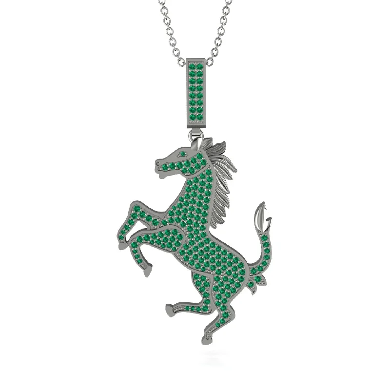 Layered Necklaces for Women-Emerald Horse Necklace - Douglas No. 6