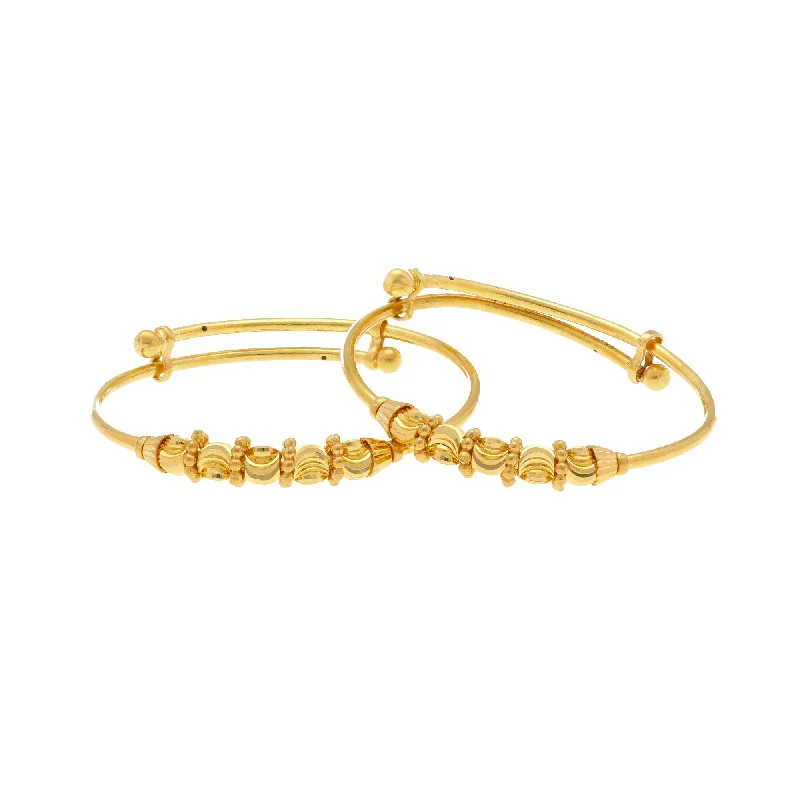 Simple Bangle Bracelets for Brides-22K Yellow Gold Sunny Baby Bangle Set