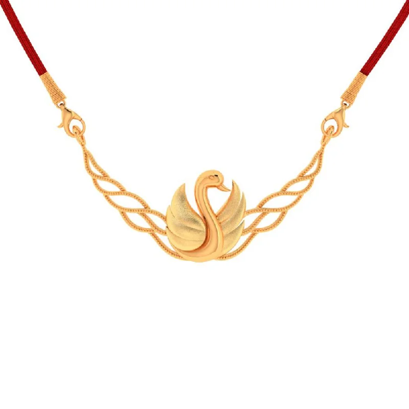 Bohemian Style Necklaces-Leafy Swan Designed 18k Gold Necklace