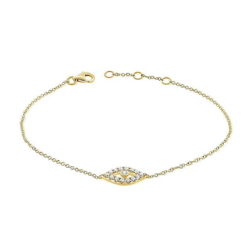 Stylish Gemstone Bracelets-Delicate 14K Gold Diamond Evil Eye Bracelet