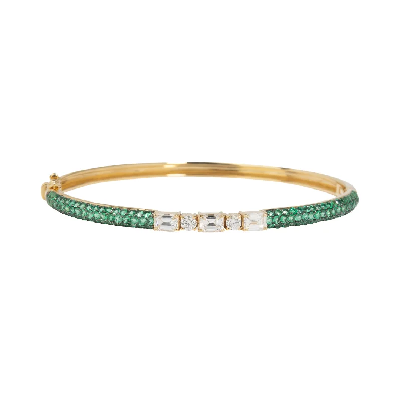 Bold Bangle Bracelets-Warrior Woman Emerald Bangle