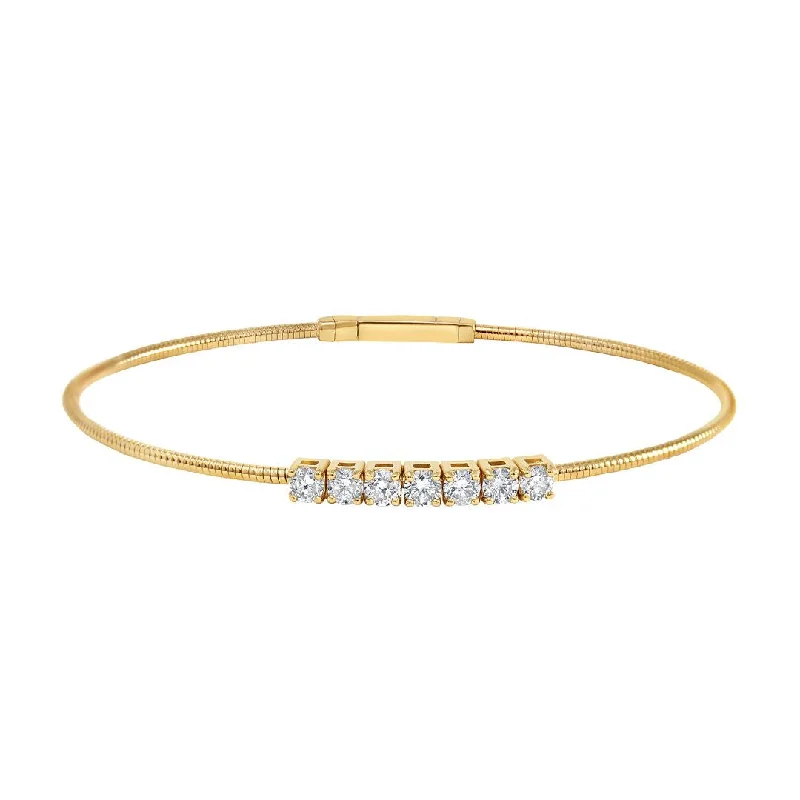 Customizable Wedding Bangles-Horizon Diamond & Yellow Gold Bangle