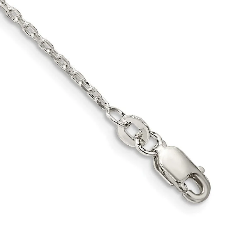 Elegant Charm Bracelets-Sterling Silver 1.5mm Beveled Oval Cable Chain Bracelet