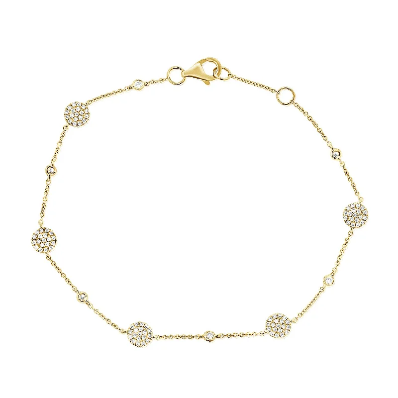 Custom Bangle Bracelets for Weddings-Diamond Circle Chain Bracelet made in 14K Gold