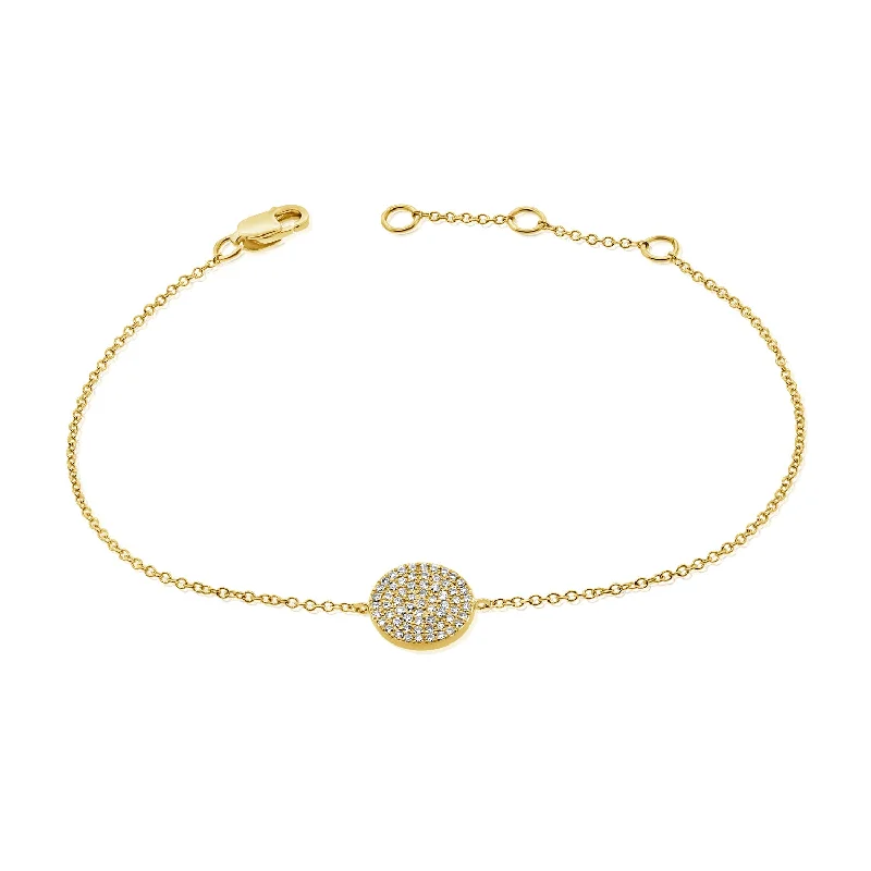 Personalized Charm Bangle Bracelets-Circular Diamond Bracelet made in 14K Gold