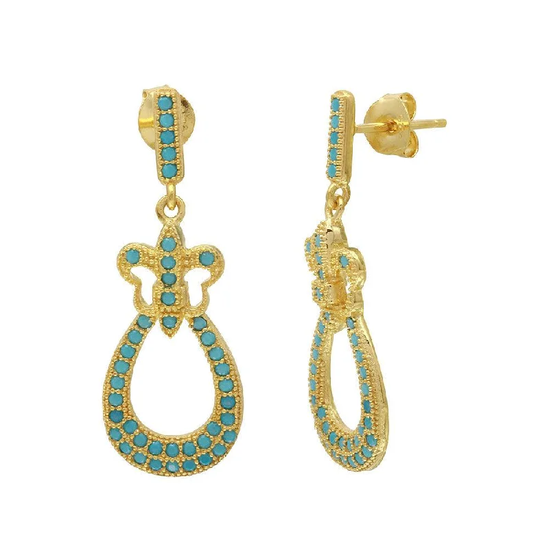 Stylish Stud Earrings for Women-Gold Plated 925 Sterling Silver Dangling  Filigree Turquoise Stone Earrings - BGE00506GP