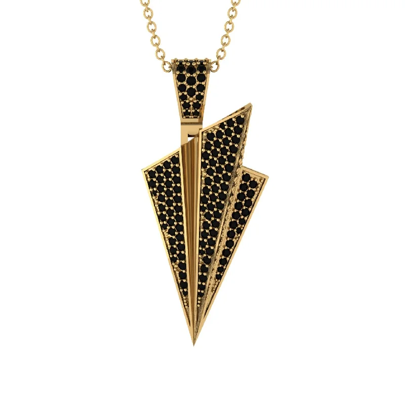 Customizable Gold Necklaces-Paper Airplane Black Diamond Necklace For Men - Walter No. 7