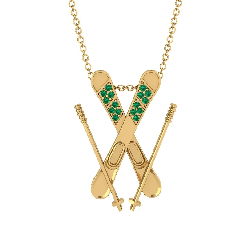 Luxurious Silver Necklaces-Skis Emerald Necklace - Zachary No. 4