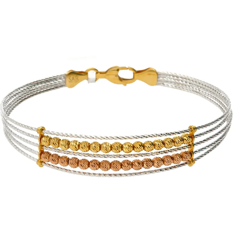 Affordable Gold Bangles-22K Gold Trifecta Beaded Bangle