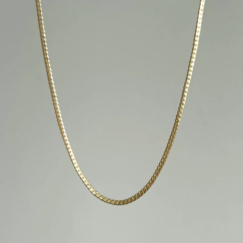 Gold Choker Necklaces-Everyday Flat Single Curb Chain Necklace / Bracelet, Solid 14k Gold | LIMITED