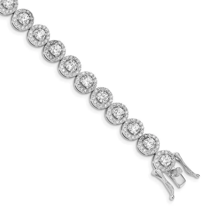 Simple Tennis Bracelets-Sterling Silver Rhodium-plated CZ Tennis 7.5 inch Bracelet