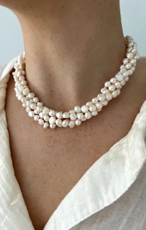 Custom Long Necklaces-ALV Jewels Multi Pearl Necklace ~ Pearl