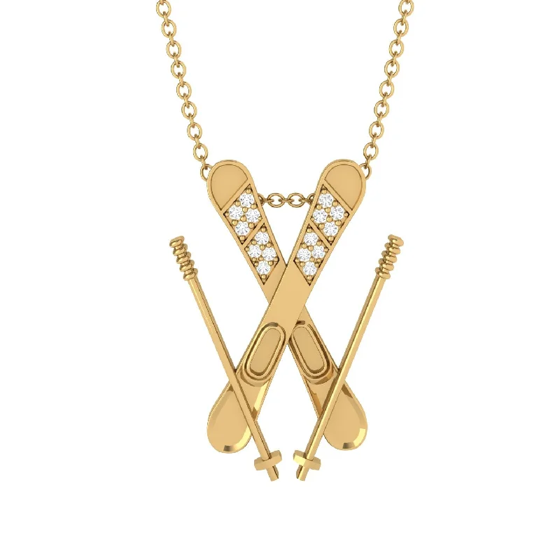 Statement Crystal Necklaces-Skis Diamond Necklace - Zachary No. 1