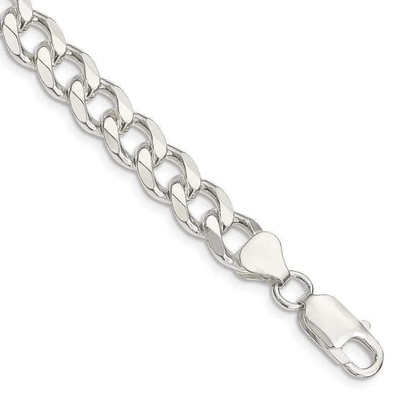 Classic Cuff Bracelets-Sterling Silver 8mm Curb Chain Bracelet