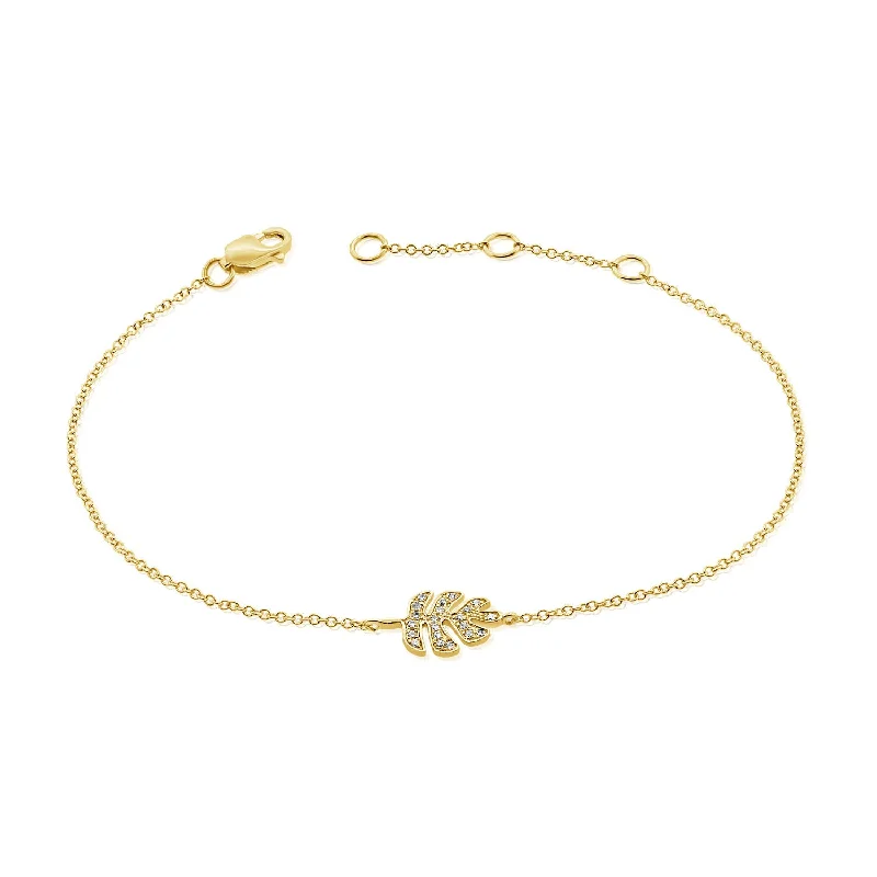 Sparkling Gold Tennis Bracelets-Diamond Florals Chain Bracelet in 14K Gold