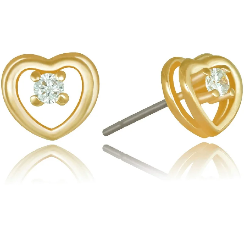 Luxurious Drop Earrings-8mm Cubic Zirconia Heart Stud Earrings